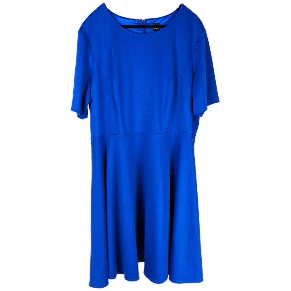 MBN Amelie Skater Dress in Royal Blue, Plus Size 2X - Picture 2 of 11